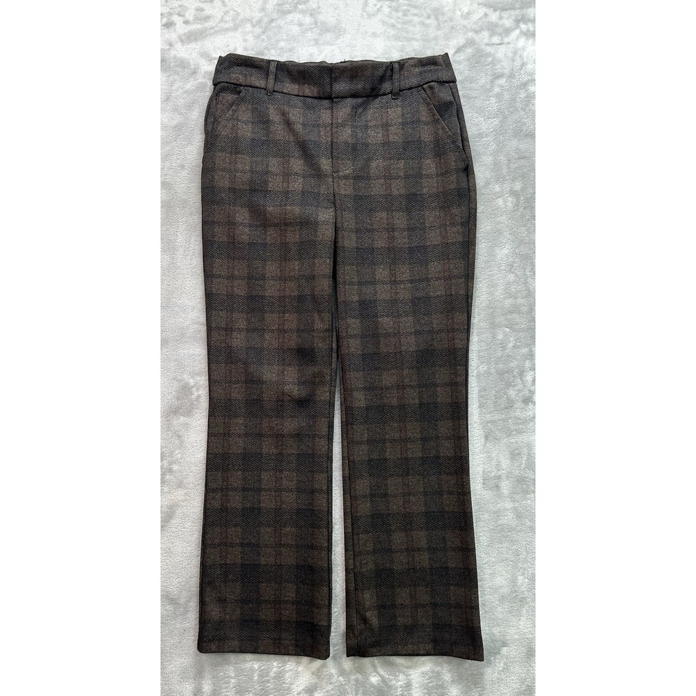 Democracy Plaid Pants Slacks High Rise Bootcut  Womens Sz 2 Casual Stretch Light